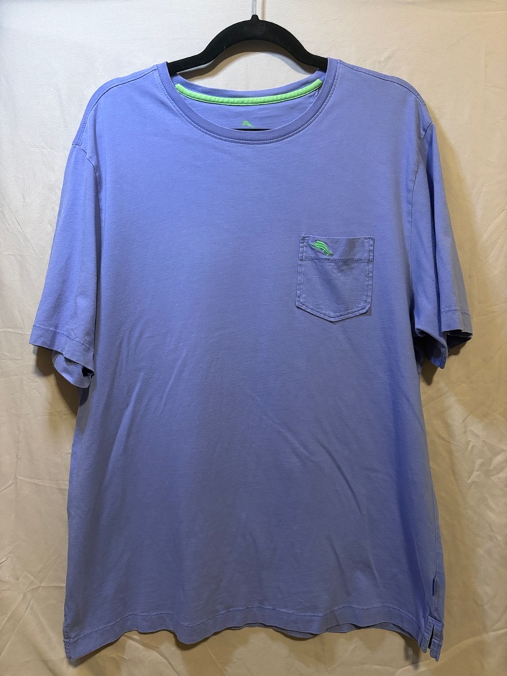 Tommy Bahama Lavender Short-Sleeve Pocket Tee with Neon Green Accent